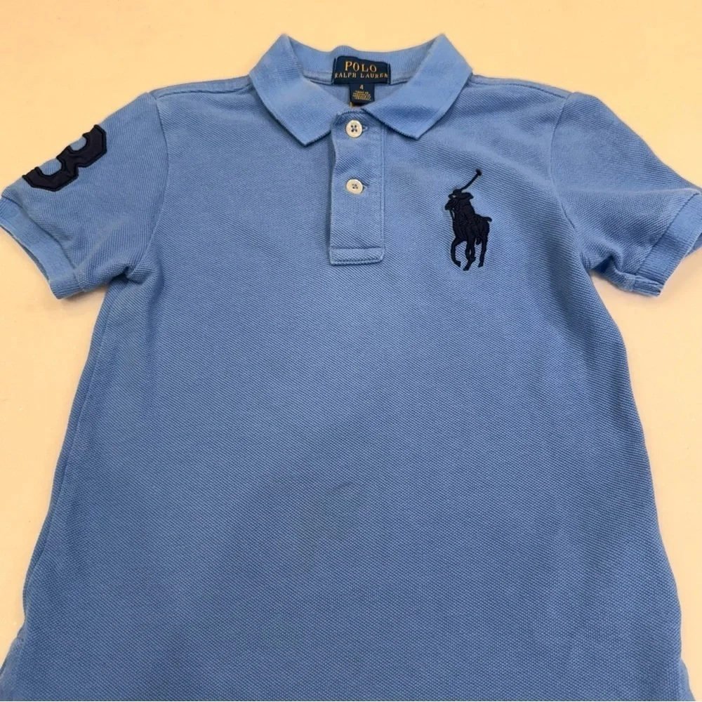 Ralph Lauren Lot Of 3 Shirts 2 Button Down Shirts 1 Big Pony Polo Shirt Size 4
